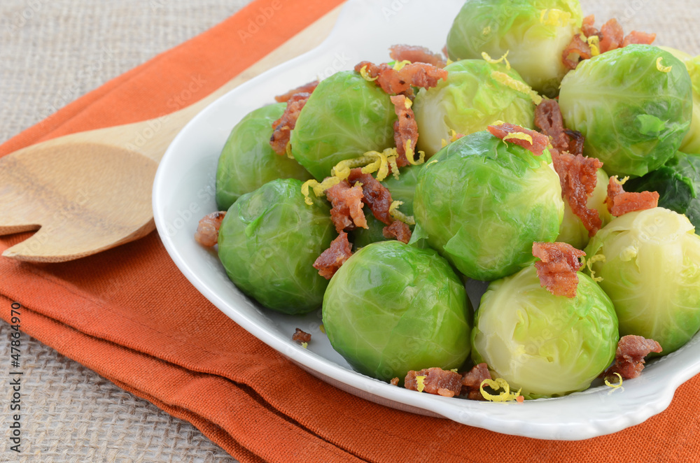 Brussels sprouts with bacon and lemon zest