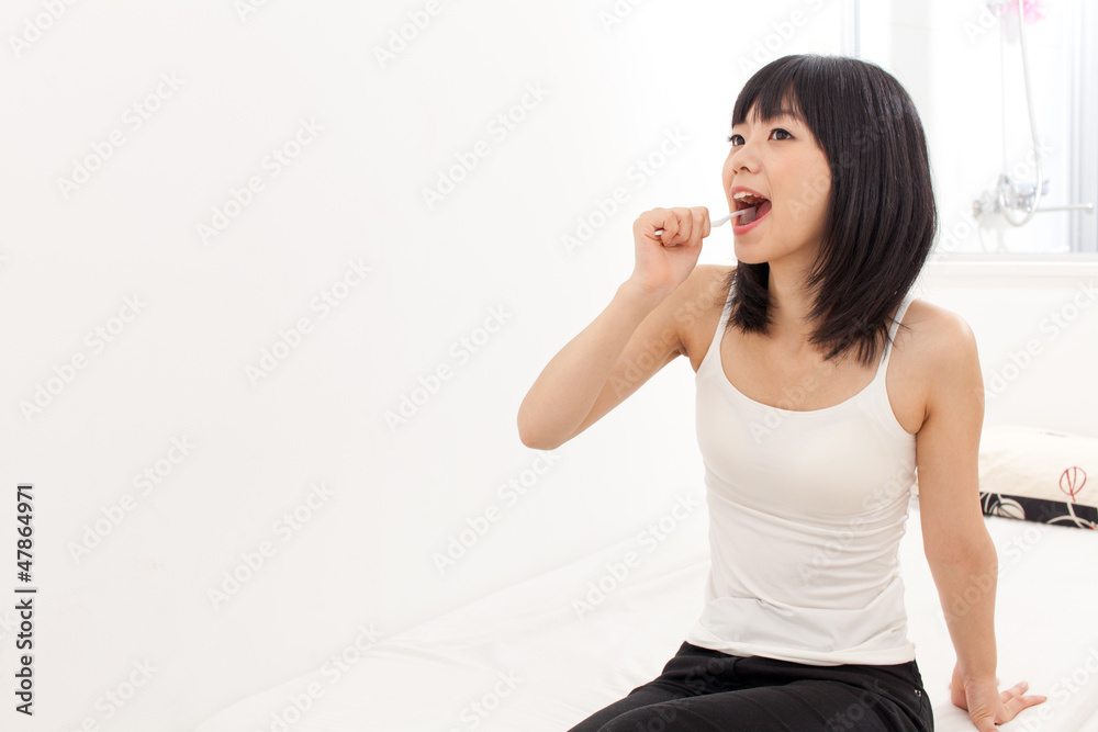 attractive asian woman blushing her teeth attractive asian woman blushing her teeth