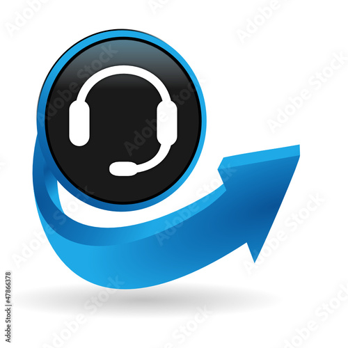 service client sur bouton flêche bleue