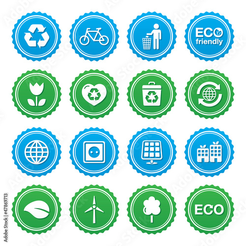 Eco green labels set - ecology, recyling, eco power concept