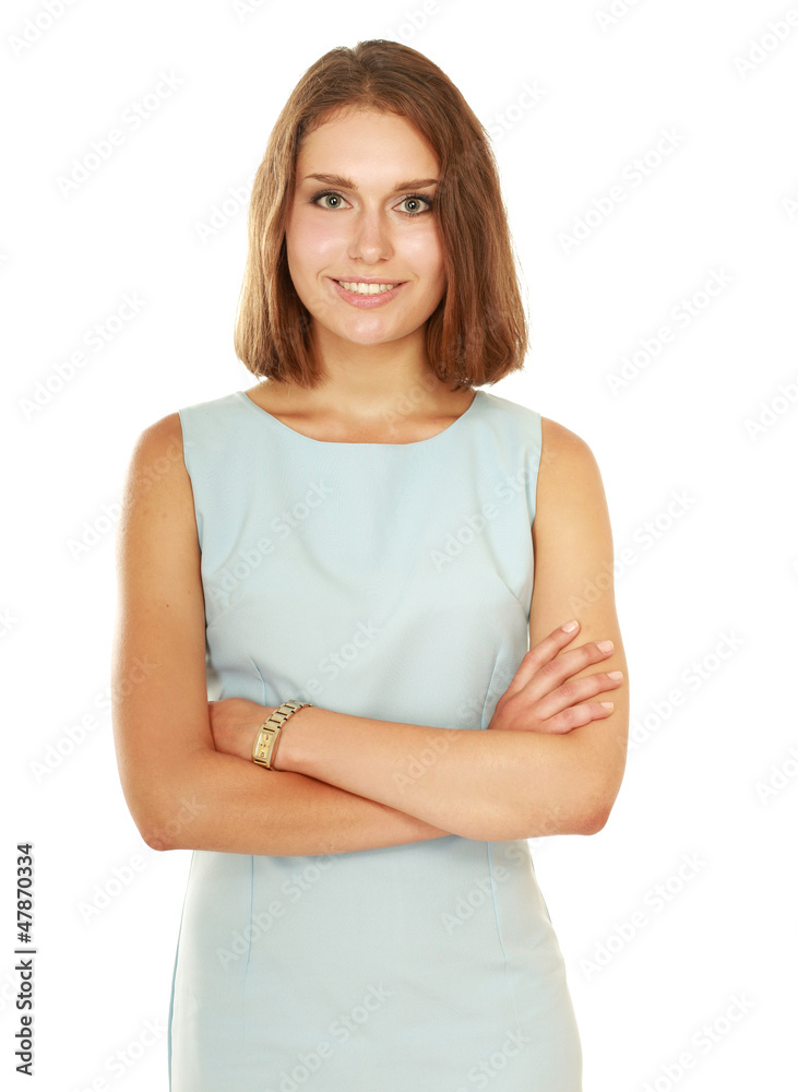 A portrait of a smiling young woman standing A portrait of a smiling young woman standing