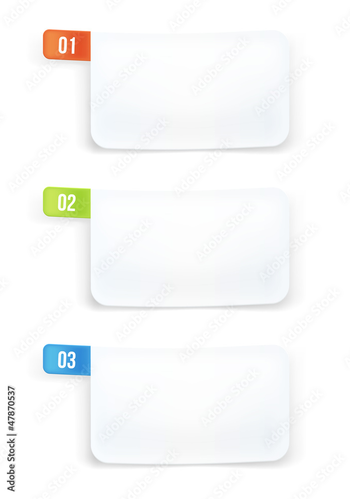 White paper numbered banners. White paper numbered banners.