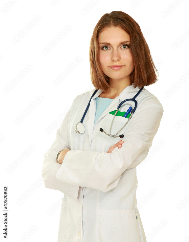 Happy young nurse standing with folded arms Happy young nurse standing with folded arms