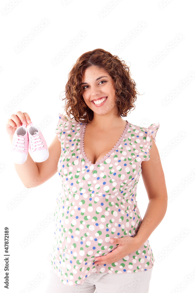Beautiful pregnant woman showing her good shape Beautiful pregnant woman showing her good shape