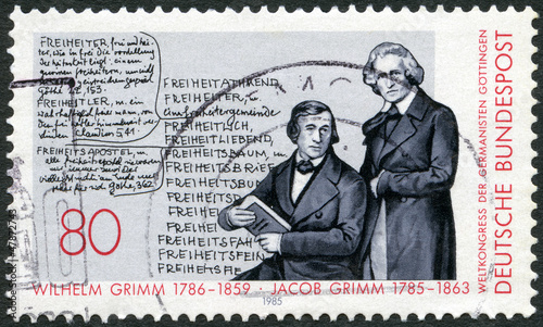 GERMANY - 1985: shows brothers  Wilhelm and Jacob Grimm photo