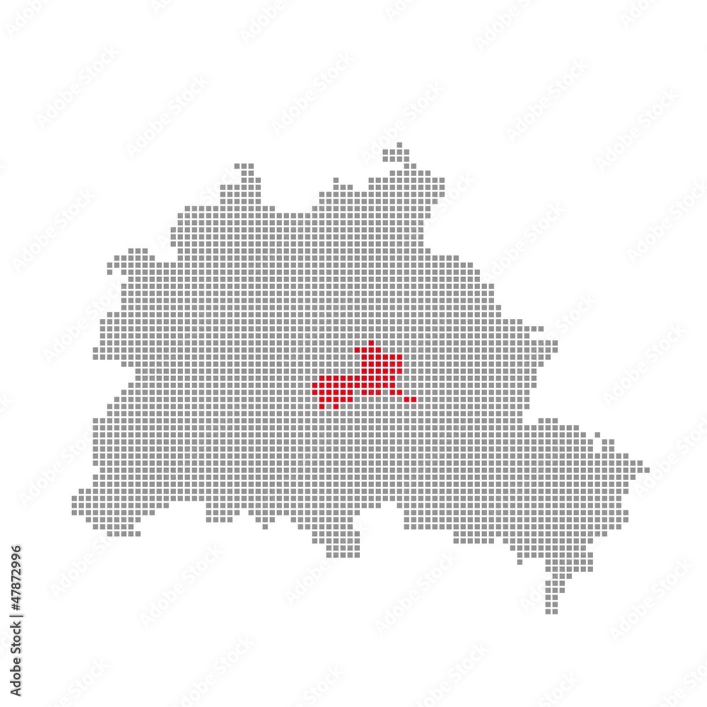 Obraz premium Friedrichshain-Kreuzberg - Serie: Pixelkarte Berliner Stadtteile