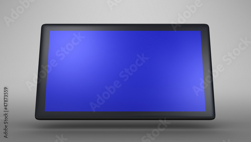 3D Tablet in Schwarz mit blauem Display