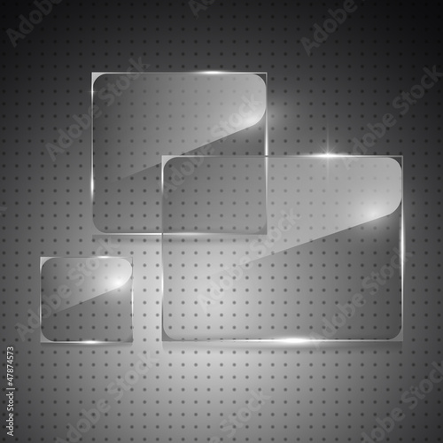 Glowing glass panels on a metal background. Vector.