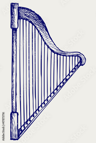Illustration of lyre. Doodle style
