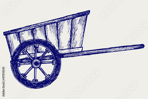 Vintage van to transport. Doodle style