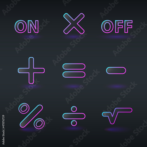 fluorescent neon calculator icons
