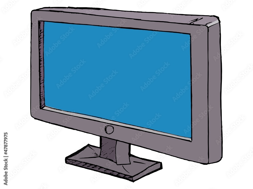 hand drawn, vector, cartoon illustration of monitor hand drawn, vector, cartoon illustration of monitor