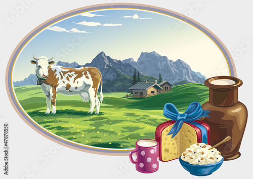 Rural landscape and dairy foodstuff