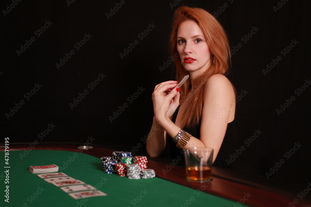 Frau am Pokertisch Frau am Pokertisch