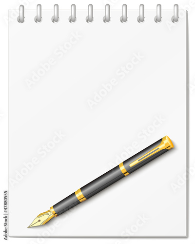 the spiral notebook with fountain pen