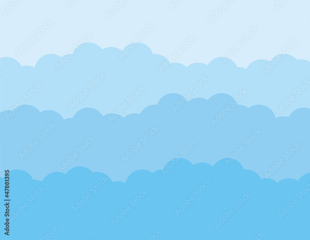 Blue puffy cloud layers background