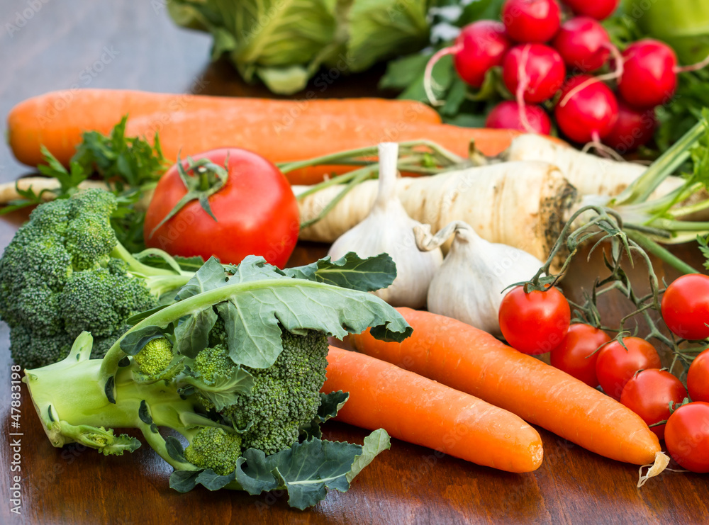 Fresh organic vegetables on the table Fresh organic vegetables on the table