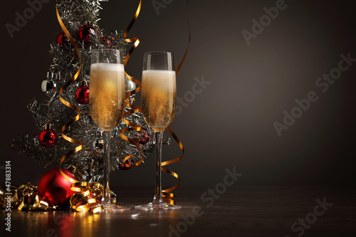 Glasses of champagne at new year party