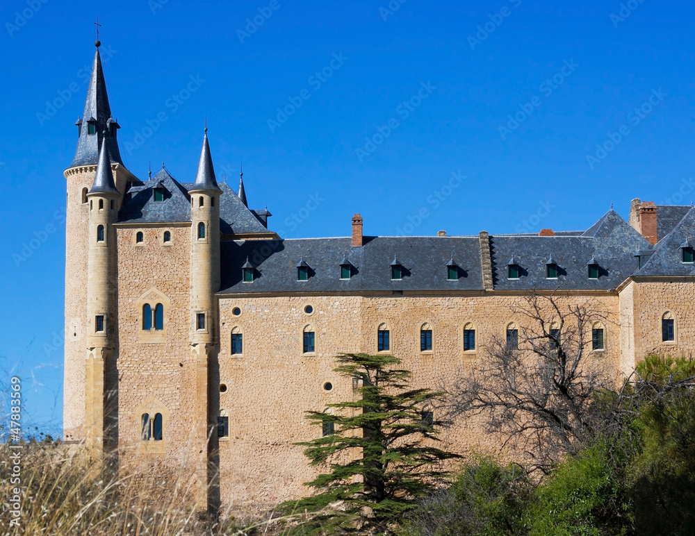 View of Alcazar in the center of Segovia, Spain