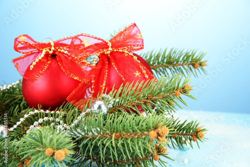 beautiful christmas composition on blue background
