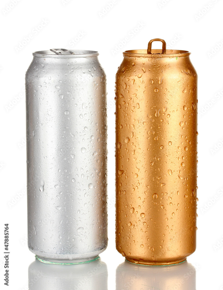 Aluminum can with water drops isolated on white Aluminum can with water drops isolated on white