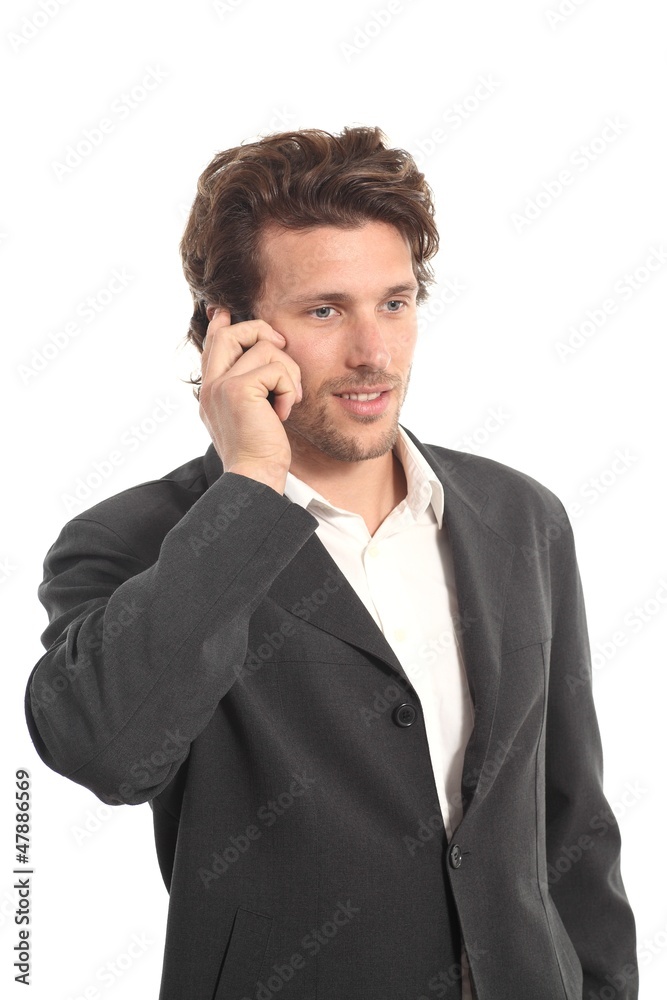 Business attractive young man with a phone Business attractive young man with a phone