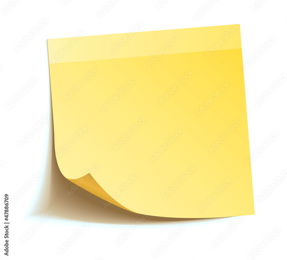 Yellow stick note isolated on white background Yellow stick note isolated on white background