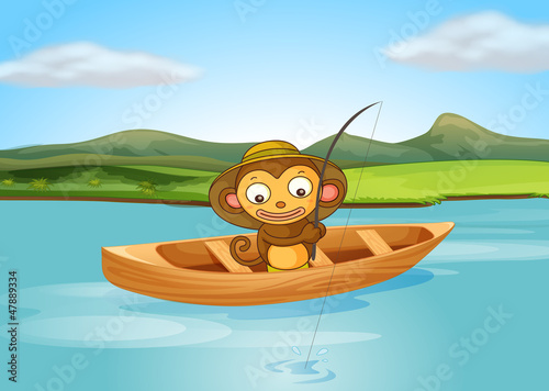 A fishing monkey