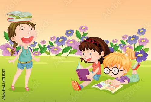Girls reading books