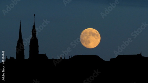 Germany Hamburg moonrise photo