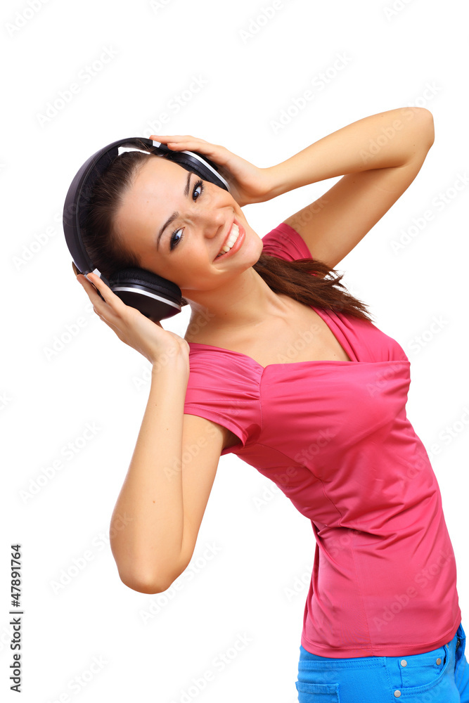 Happy smiling girl dancing