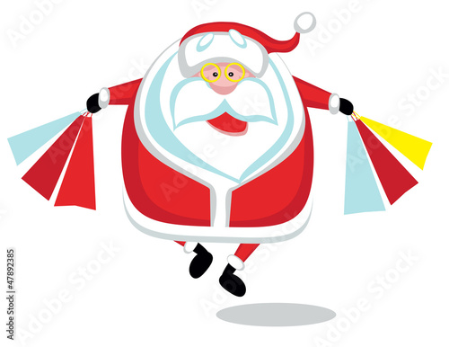 Happy cartoon Santa shopping