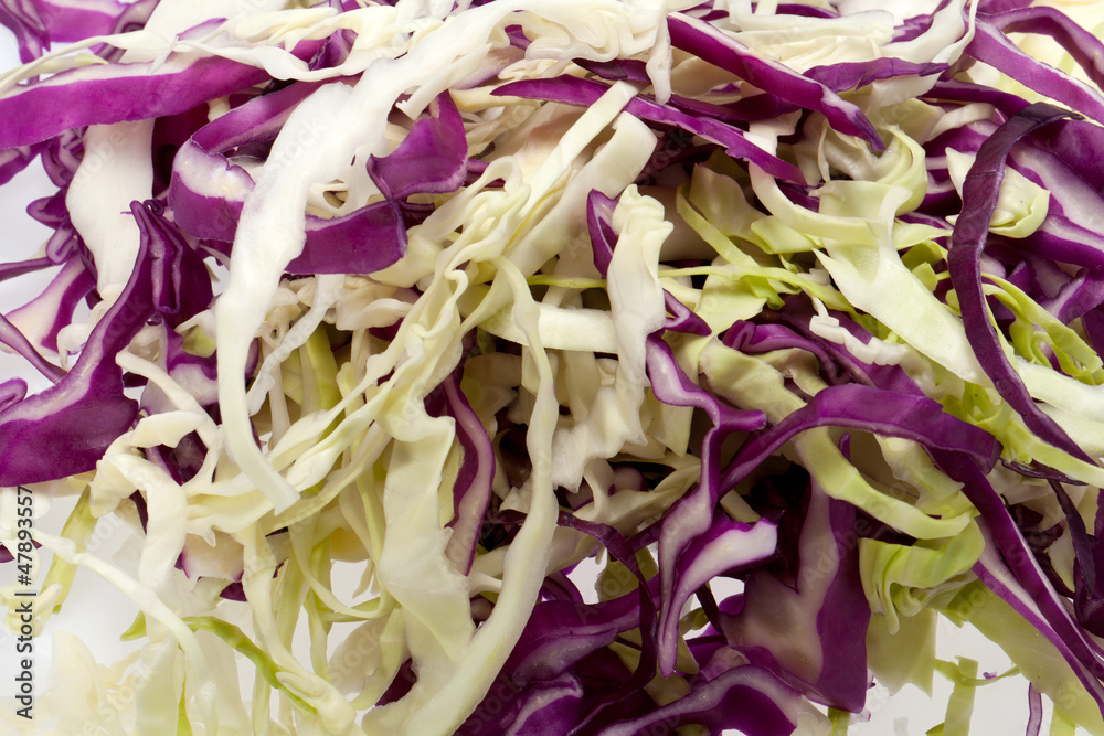 White and Red Cabbage on White Background White and Red Cabbage on White Background