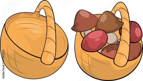 mushroom on basket cartoon