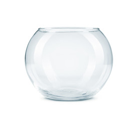 Empty fish bowl isolated on white background