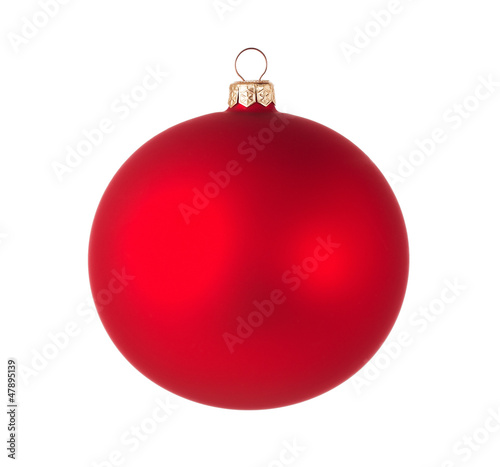 Red christmas ball isolated on white with clipping path