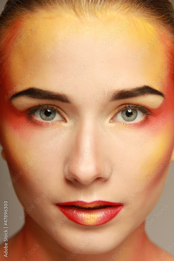 beautiful make up of bright lips