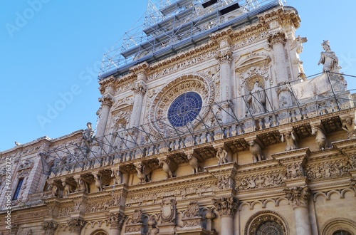 A detail of the church of the holy cross in Lecce in Italy