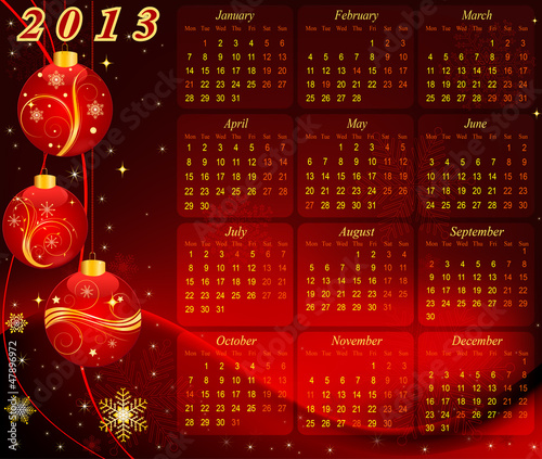 Calendar 2013 USA version