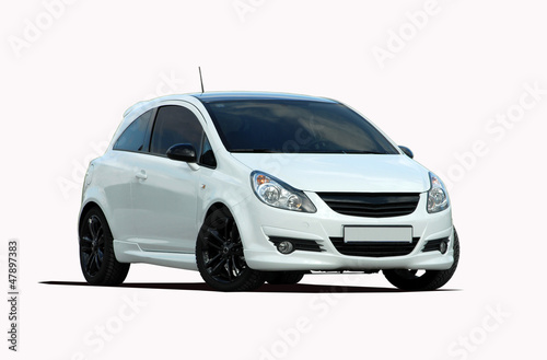 Obraz na płótnie small white sports car on a white background
