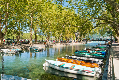 Annecy  boats and channel from Lovers  Bridge