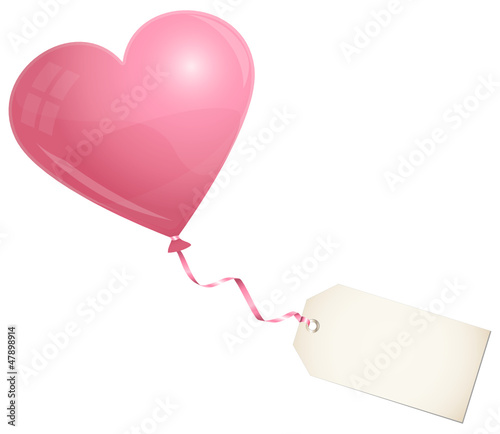 Flying Rose Heart Balloon & Label