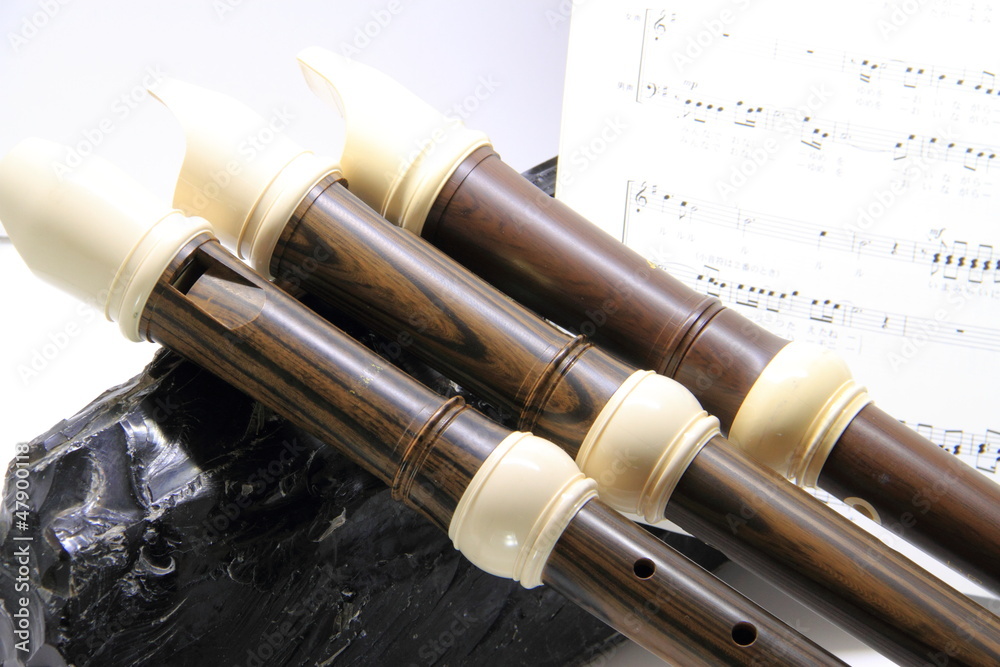 Fototapeta premium 縦笛と黒曜石