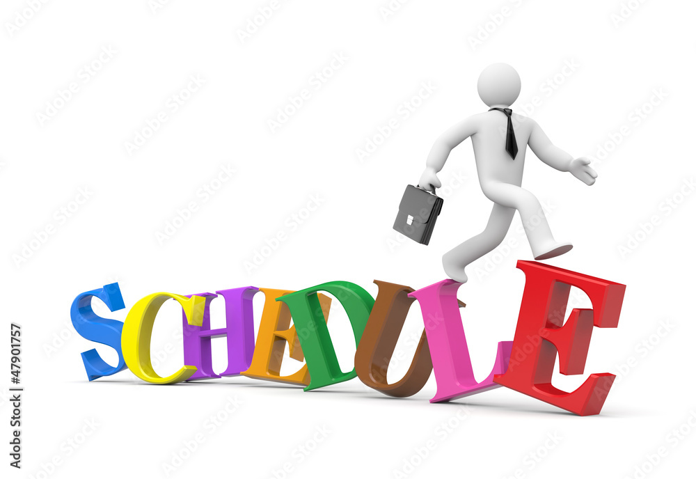 Business man running on schedule Business man running on schedule
