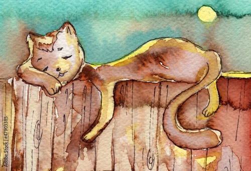 cat, watercolor, #47903385
