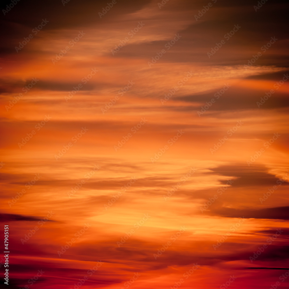 Dramatic sunset as sky background