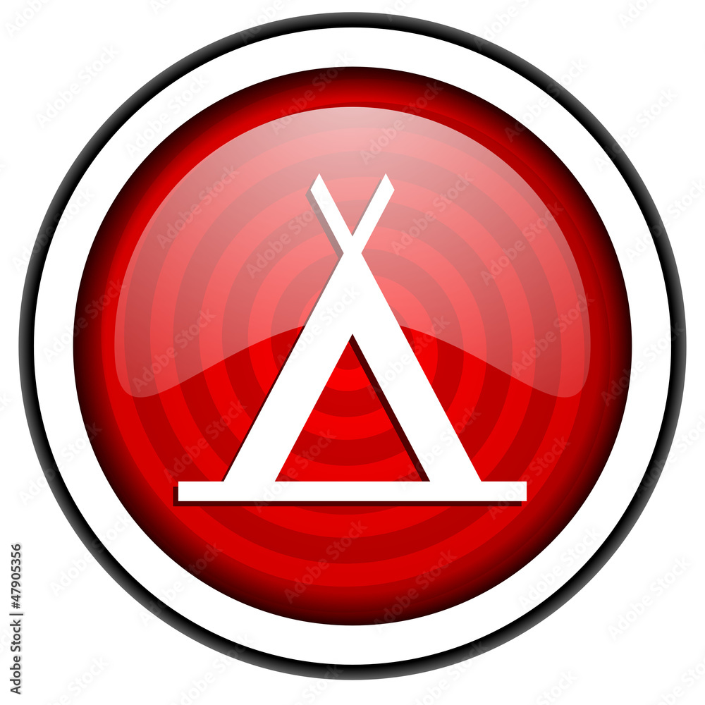 camping red glossy icon isolated on white background camping red glossy icon isolated on white background