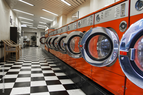 Interior of laundromat photo