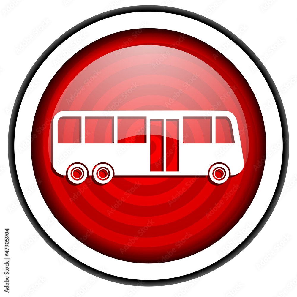 bus red glossy icon isolated on white background bus red glossy icon isolated on white background