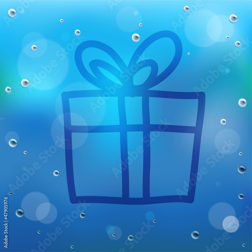 Hand draw cartoon and water drop on glass